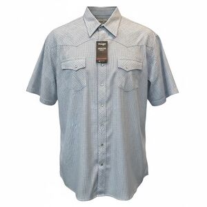 Wrangler Wrancher Easy Care Men 2XT Pearl Snap Checkered short sleeve Shirt